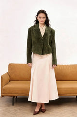 Belted Suede Cropped Blazer