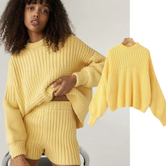 Yellow Loose Dropped Shoulder Sweater