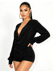 Draped Cowl Neck Top and Shorts Set