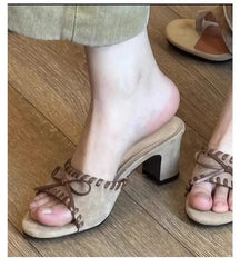 Open Toe Square Heel Mules