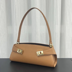 Lock Detail Color-Blocking Shoulder Bag