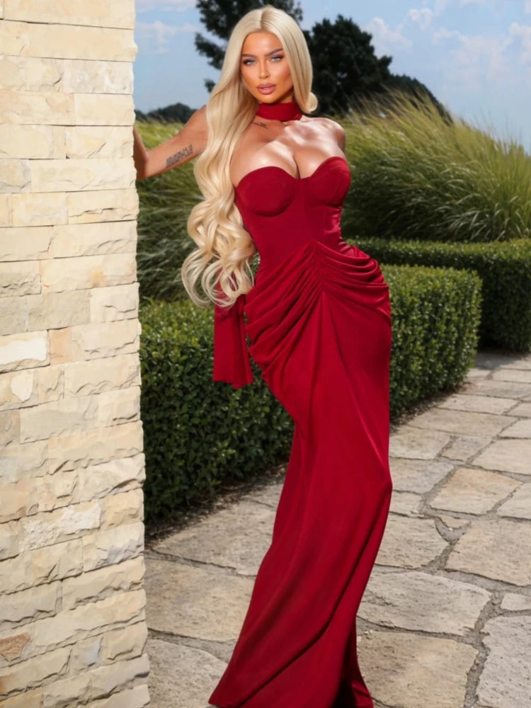 Strapless draped gown dress