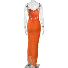 Ruched High Slit Spaghetti Strap Maxi Dress