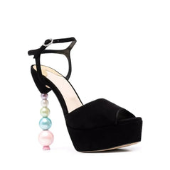 Color Block Beaded Stiletto Platform Sandals