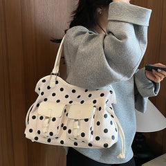 Polka Dot Faux Leather Tote Bag