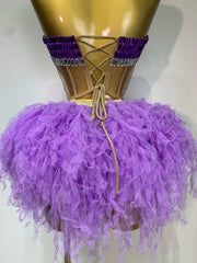 Strapless Sequin Feather Mini Dress