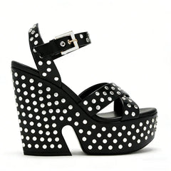 Gold Studded Platform Wedge Sandals