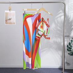 Psychedelic Print Halter Top & Wide-Leg Pants Set