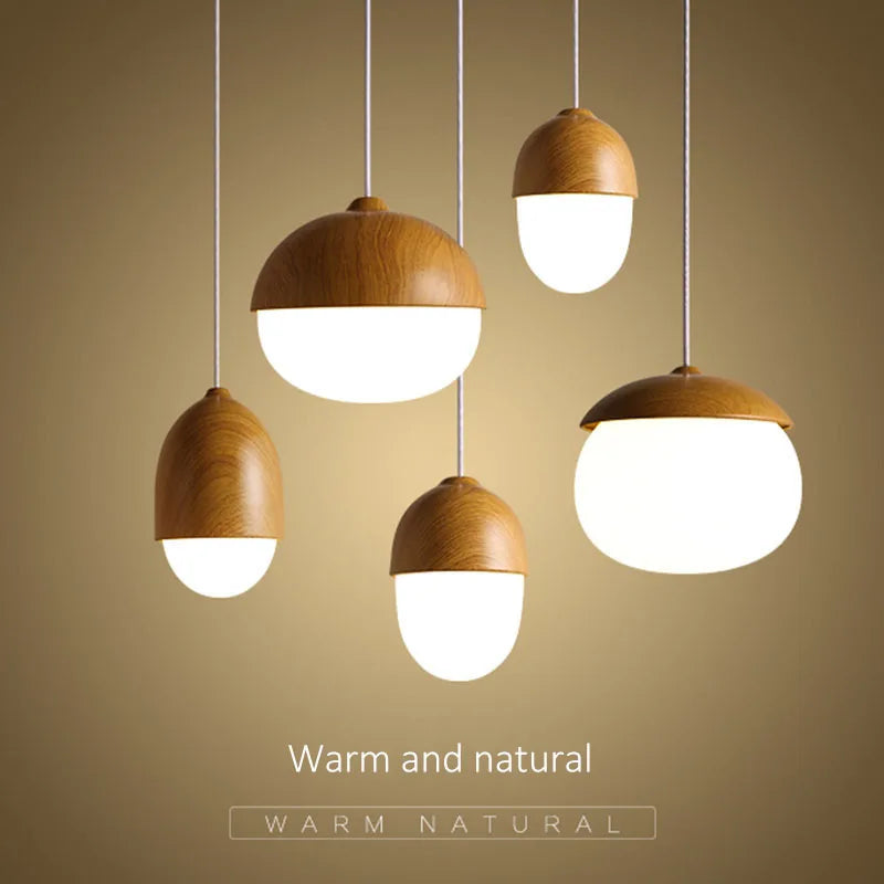 Nordic Wooden E27 Pendant Light For Restaurant Bedroom Aisle Study Nut Chandelier Indoor Decor Hanging Lamp For Ceiling Luster Golden Atelier 1