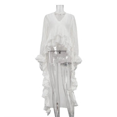 White sheer outfit on a mannequin against a white background