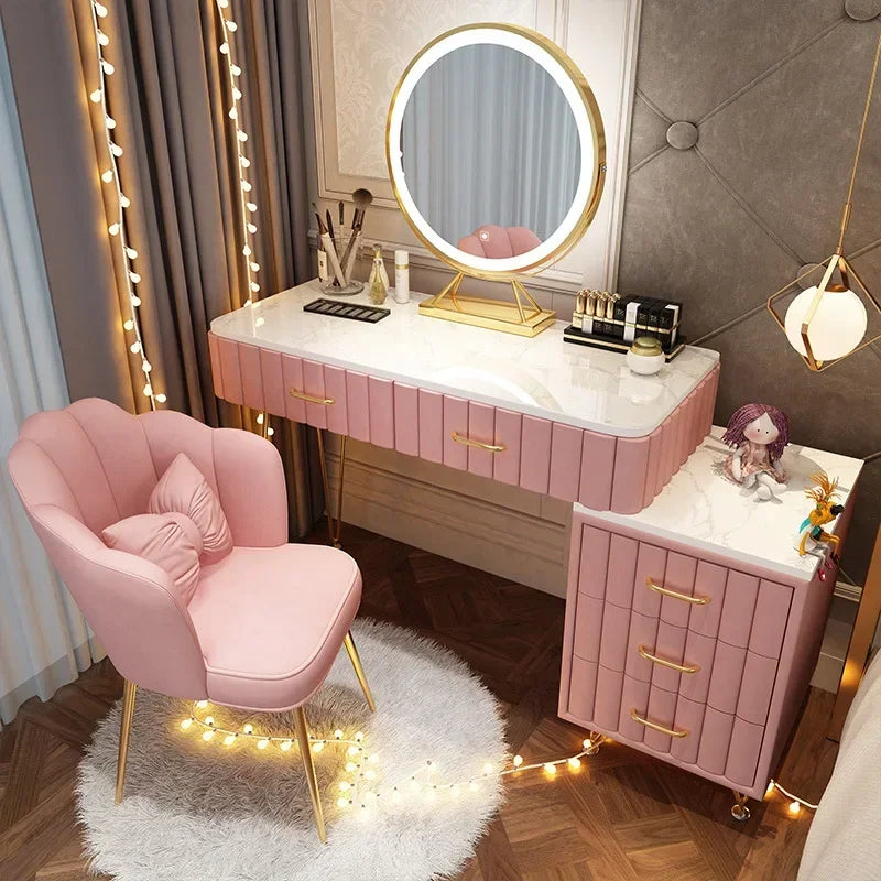 Wooden Organizer Dressing Table Makeup Mirrors With Led Lights
