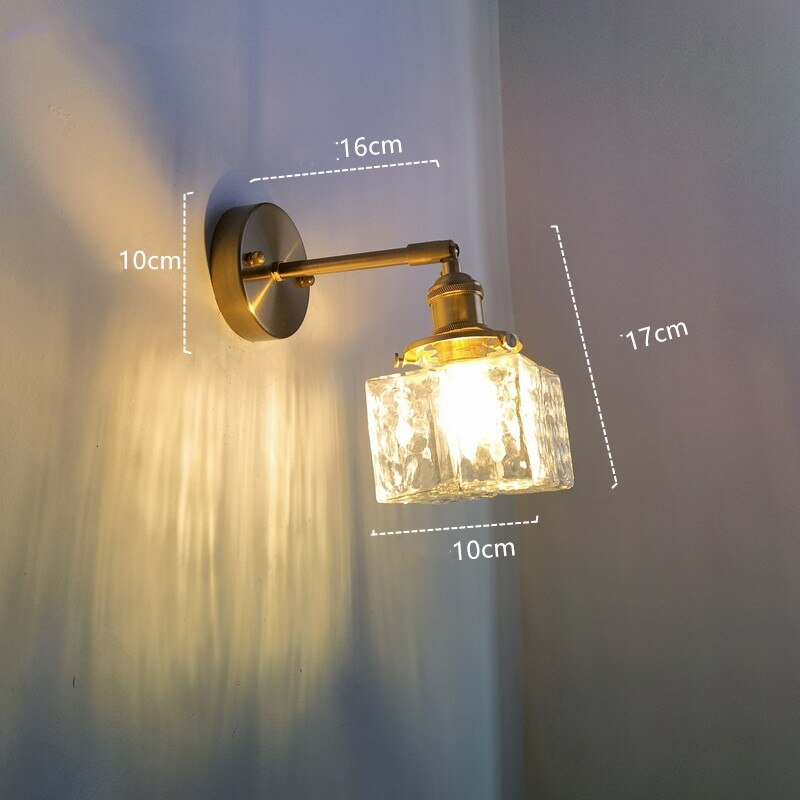 Glass LED Bathroom Mirror Light Copper Indoor Wall Lamp Sconce