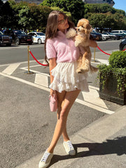 Mock Neck Puff Sleeve Fuzzy Top