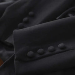 Close-up of a dark fabric texture with buttons