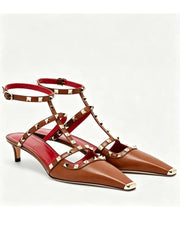 Riveted Square Toe Stiletto Heels