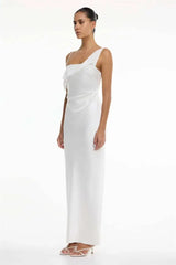 Draped One-Shoulder Maxi Dress