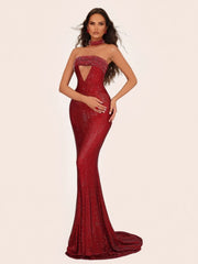 Strapless diamond embellished gown dress detail