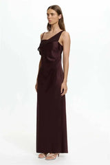 Draped One-Shoulder Maxi Dress