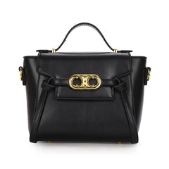 Structured Top Handle Short Gold Hardware Bag