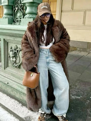 quiet luxury full length faux fur coat