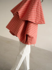 Plaid Cape Stand Up Collar Jacket