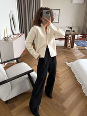 Zip Front Stand Collar Knit Jacket