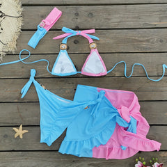 Contrast Color Bikini with Jewel Accents