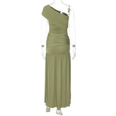 One Shoulder Draped Maxi Dress