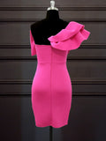 Pink Large Bow Frill Strap Mini Dress