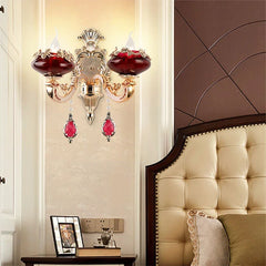 European Red Crystal Wall Lamp