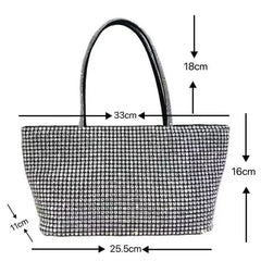 Crystal-Embellished Tote Bag with Chain Straps