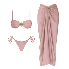One-Shoulder Draped Bodysuit and Wrap Skirt Set