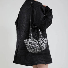 Faux Leather Short Handle Leopard Crossbody Bag