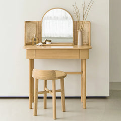 Solid Wood Rattan Dressing Table Mirror