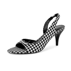 Gingham slingback stiletto heels