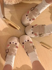 Cartoon Bear Flannel Slip On Slippers