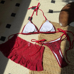 Lace Trim Bikini Swimsuit