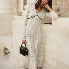 Polka dot v-neck dress