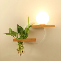 Wooden Lamp Led Creative Green Plant Pot Light Fixtures