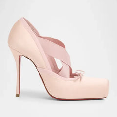 Satin Ballet Criss Cross High Heels
