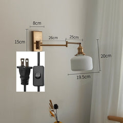 LED Wall Sconce Left Right Rotate Pull Chain Switch Ceramic Light