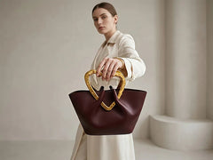 Burgundy Heart Handle Bag