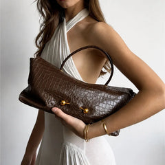 Crocodile Embossed Shoulder Bag