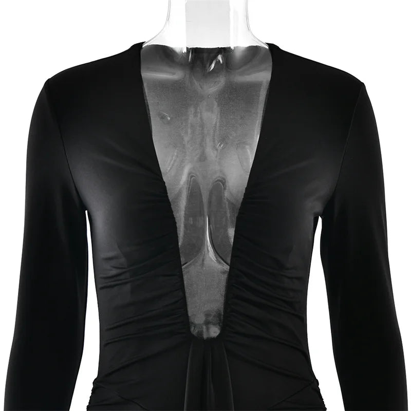 Black long-sleeve top on a white background