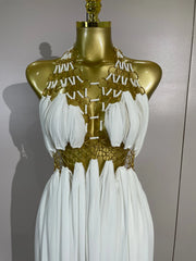 Gold Trim Halter Neck Maxi Dress