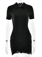 Collared Zipper Bodysuit and Ruched Playsuit