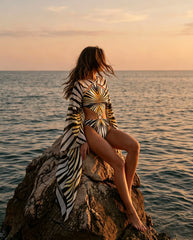 Cut Out One Piece Swimsuit with Butterfly Sleeves