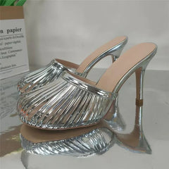 Metallic Stiletto Mule Heels
