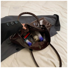 Glossy Faux Leather Top Handle Bag