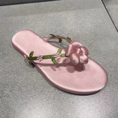 Floral Embellished Flip Flops